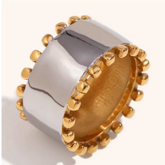Mix Color Round Bead Edge Smooth Stainless steel Women's‎ Rings - Picture 1 of 2